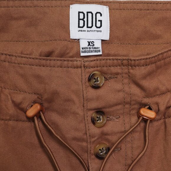 BDG Urban Outfitters UO Terra Bungee Paperbag Short High Rise Button Fly Brown - Picture 4 of 7
